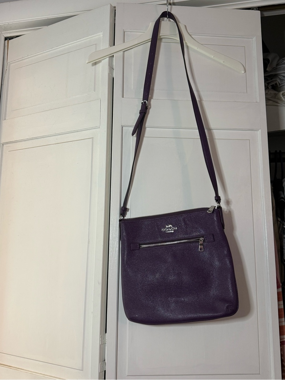 Coach Purple Pebbled Leather Crossbody Bag